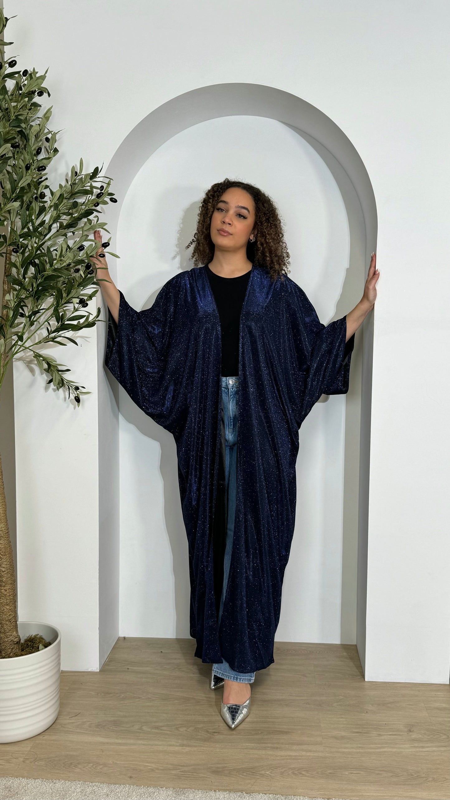 Glitter Wide Sleeve Abaya | Gold CLOSED ABAYA