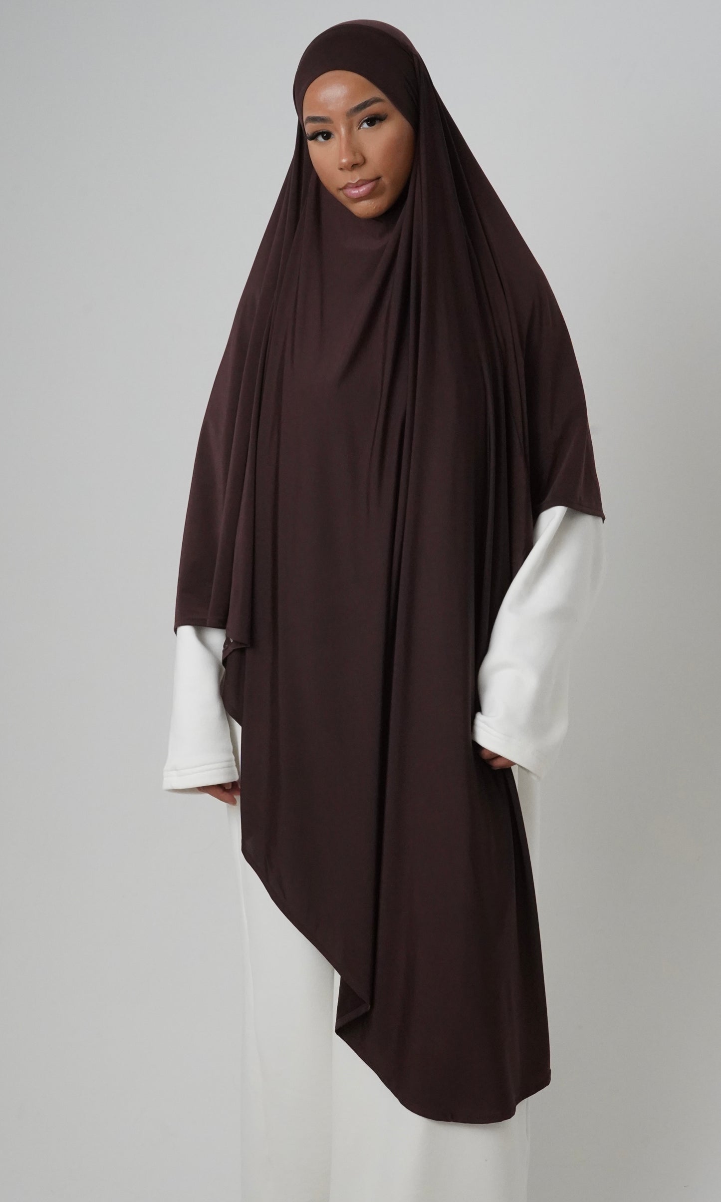 Maxi Premium Jersey Khimar | Deep Brown