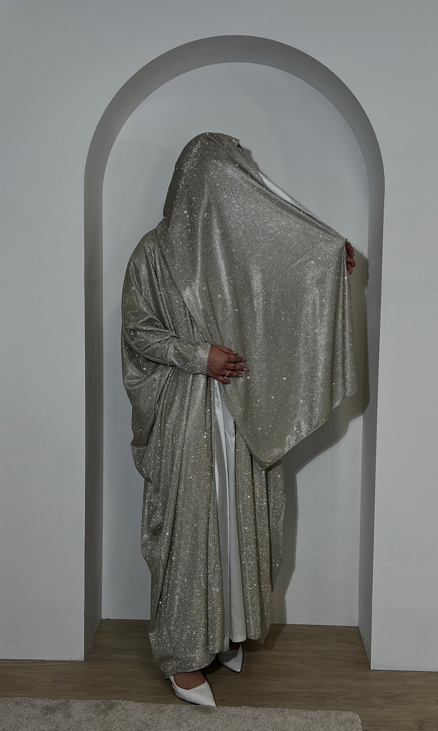 Glitter Batwing Abaya | Champagne OPEN ABAYA