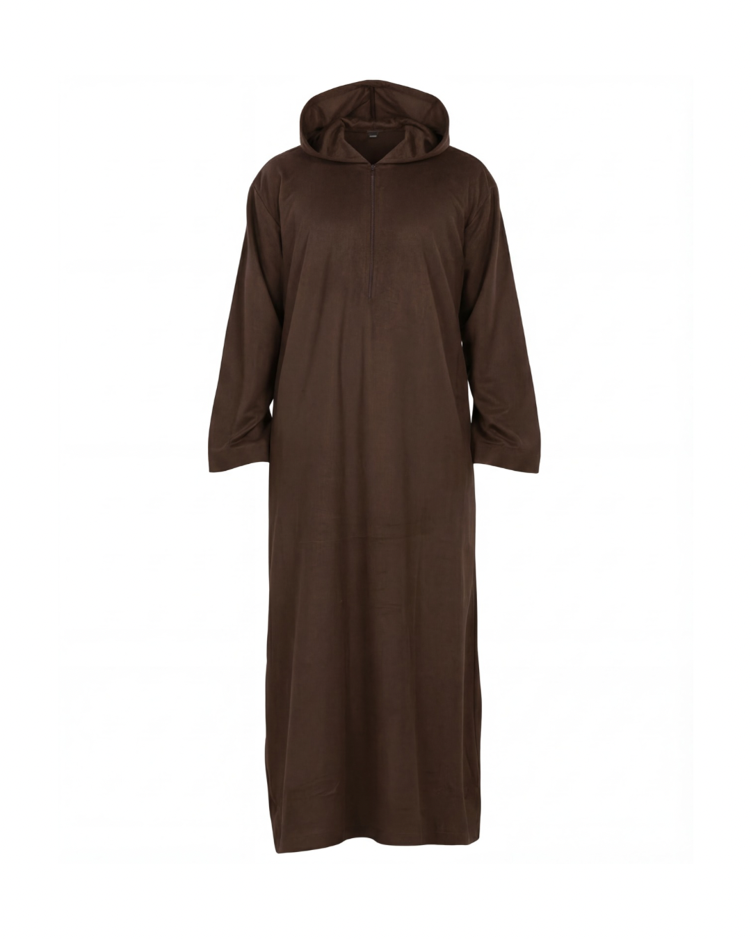 Suede Hooded Thobe | Coffee