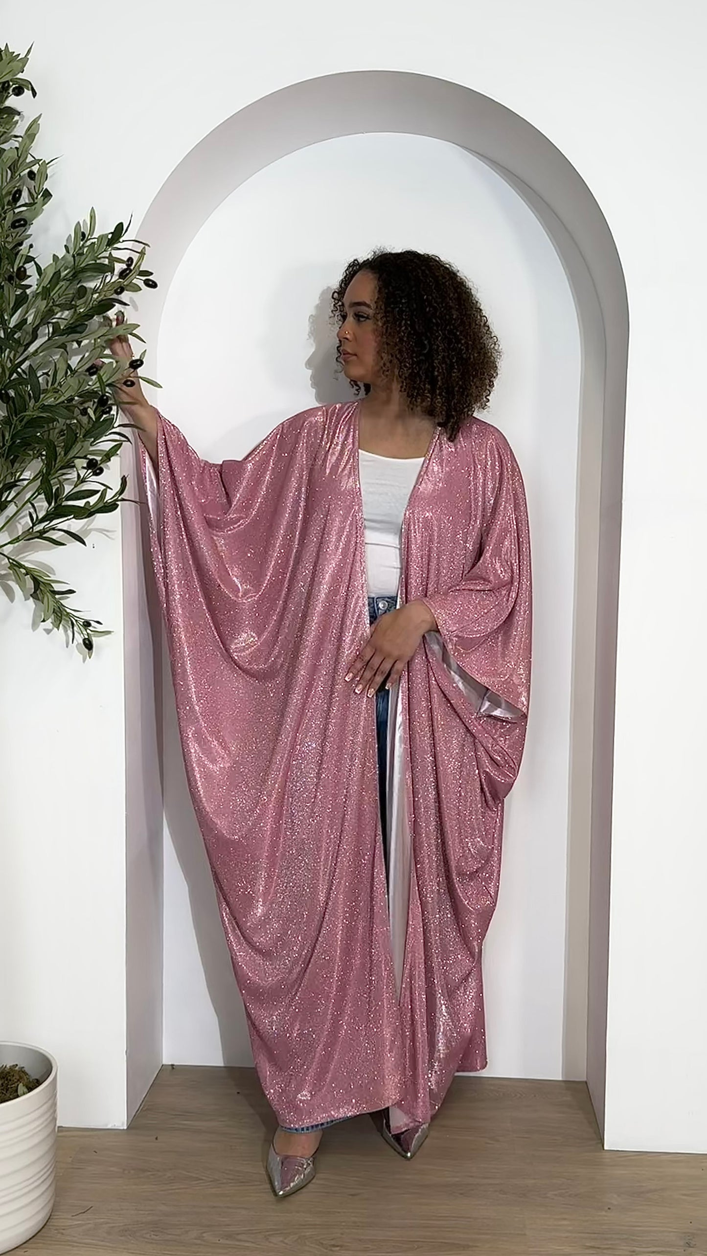 Kaftan Glitter Open Abaya | Choose your shade