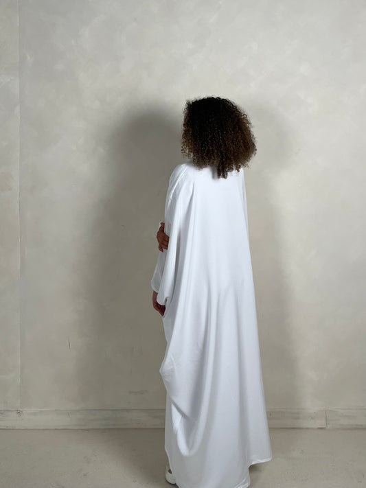 Bisht Open Abaya | White